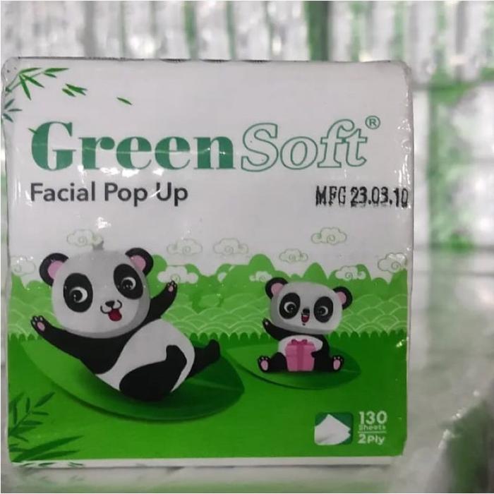 [6 PACK] GREENSOFT Pop Up / CLEN PLUS POP TISSUE ( Paket 6 Green Soft Panda size kecil  Pop Up)