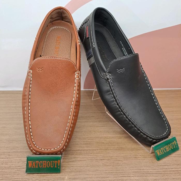 Watchout Sepatu Kerja Mocasine Pria Bahan Sintetis Sol Thermalplastik Karet Ukuran 39-44 Nyaman Empu