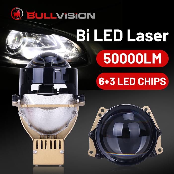 BULLVISION Bi LED Projector Lens High Beam Laser 50000LM H4 H7 9005