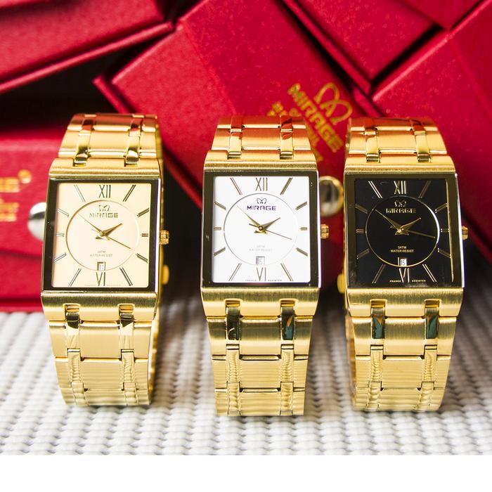 Jam Tangan Mirage Cowok Klasik Gold 7908M