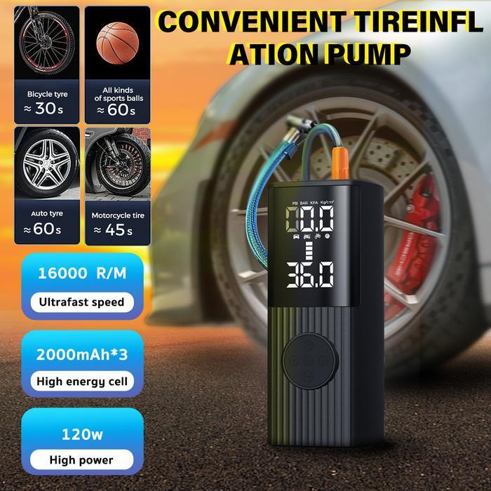 Pompa Ban Electric P008 - Chip Terbaru Inflasi Cepat, 10000Mah Dengan Port Pengisian Usb, Lampu Led
