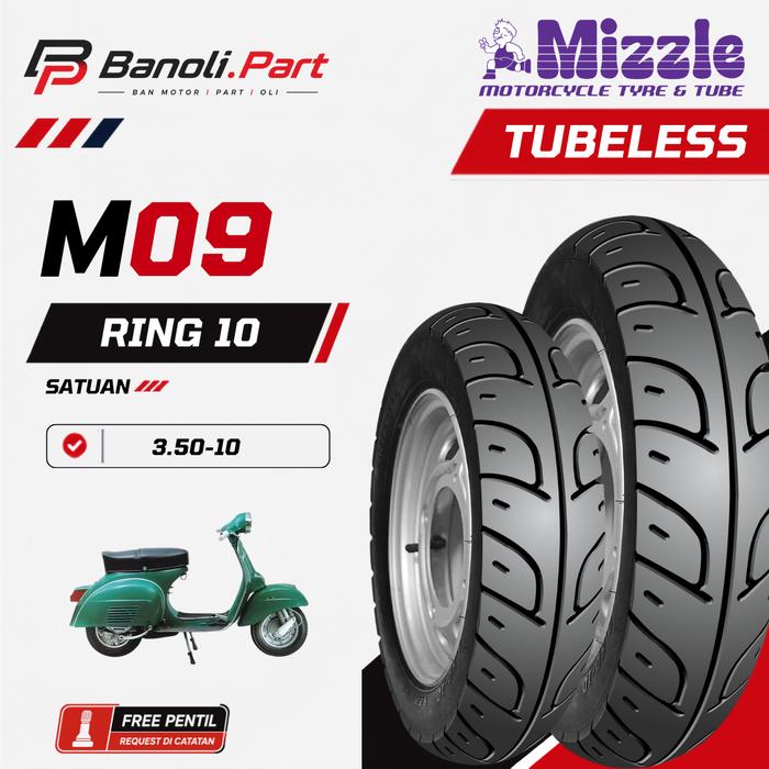 BAN MIZZLE M09 3.50-10 Ban Motor Vespa Tubeless Medium Soft Compound