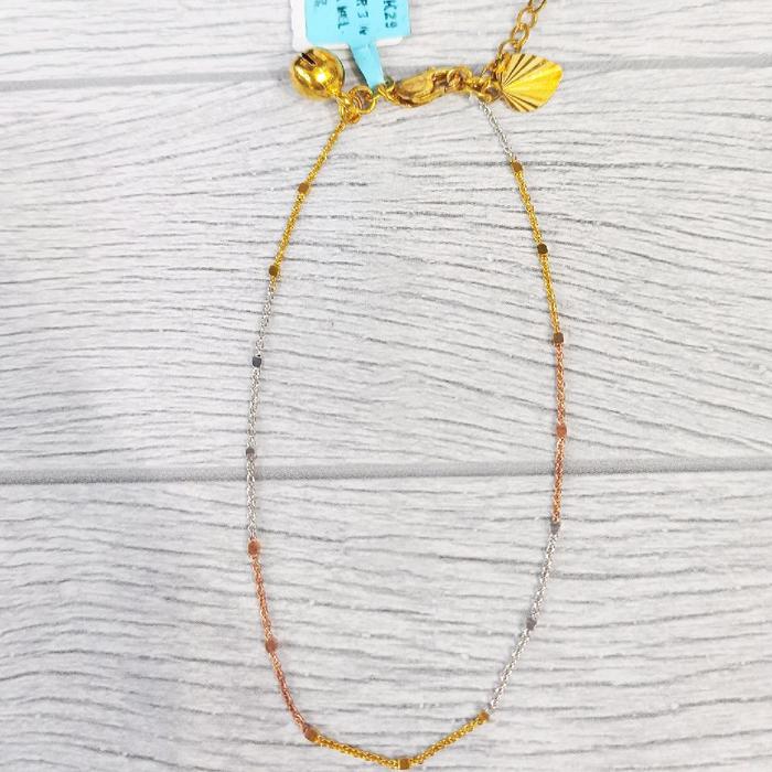 gelang Rantai jedar 3warna 1bel 1hati . panjang 18-20cm