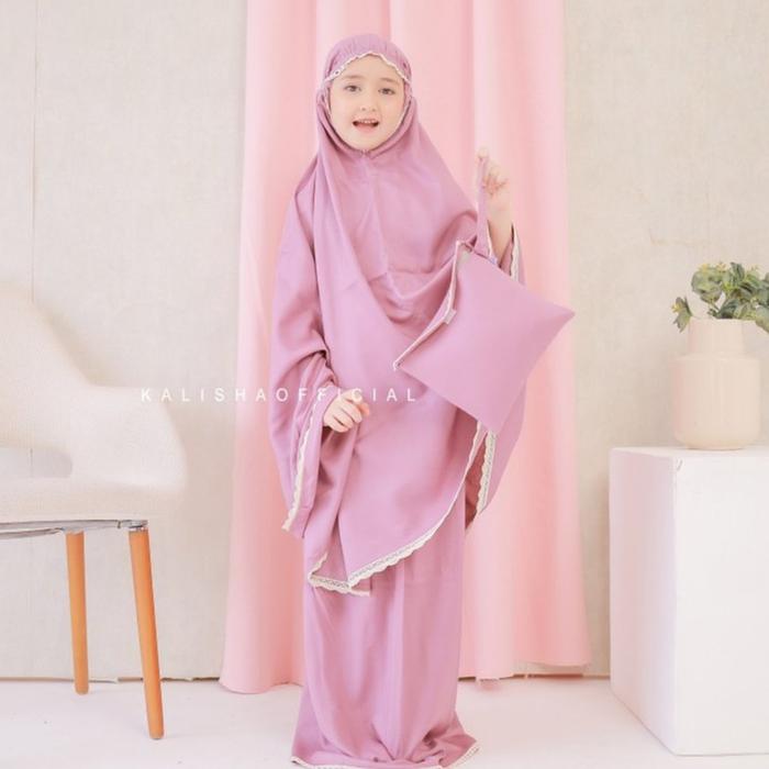 Mukena Anak Katun Rayon Polos Mukena Anak 4-6 Tahun Arsy Kids Mukena Rayon Premium Renda Rajut Musli