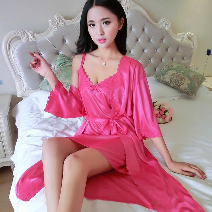 Baju Tidur Wanita Kimono 2in1 Satin Premium Elegan JC3002 Free Size