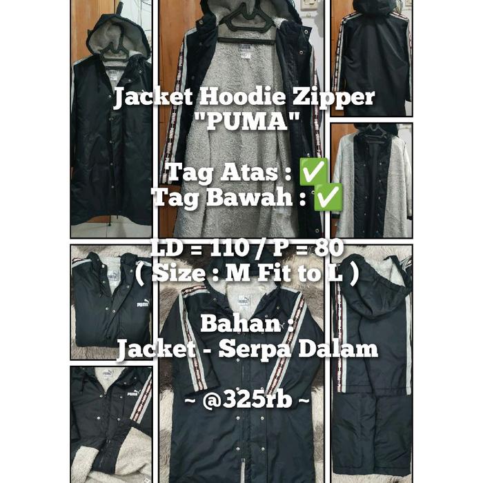 Jacket Hoodie Zipper "PUMA" (Serpa Dalam) @325K