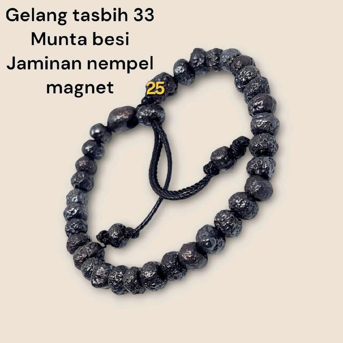 Gelang tasbih 33 batu kesehatan munta besi rajanya badar besi nempel magnet kuat  pria wanita dewasa
