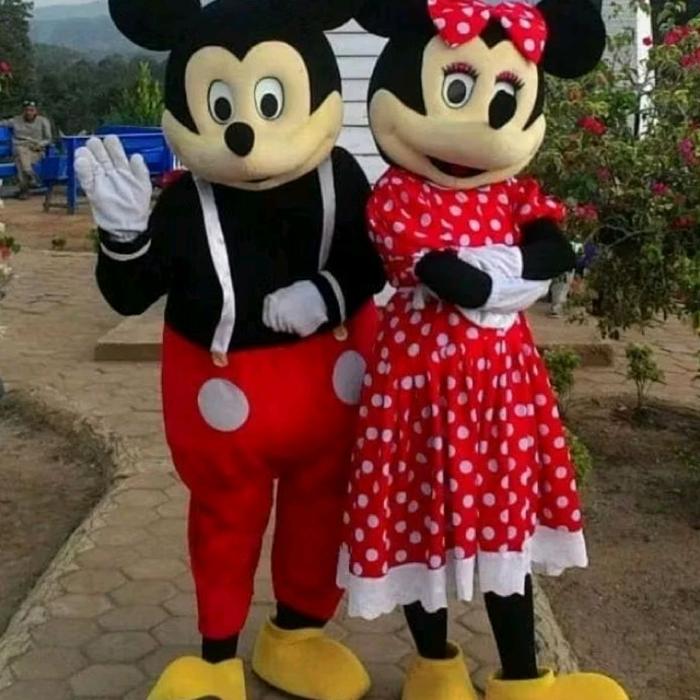Kostum Badut Mickey & Minnie Mouse Karakter Lucu untuk Anak-anak dengan Desain Karakter Mickey dan M