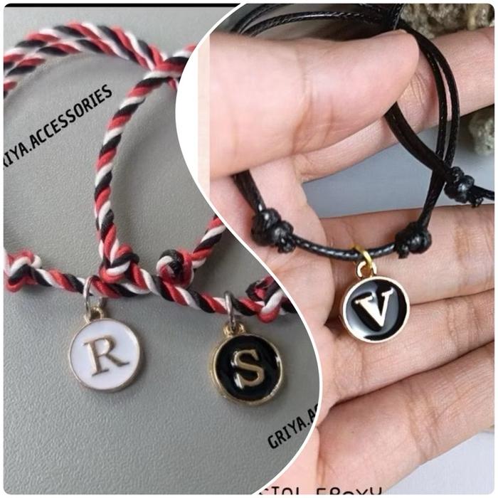 TERMURAH] (A-Z) GELANG EPOXY Gelang Tali Huruf Inisial Pria Wanita / Gelang Couple Sahabat Pacar / B