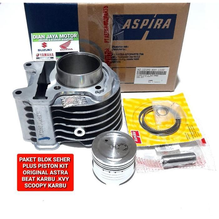 ASPIRA PAKET BORING PLUS PISTON KIT BEAT KARBU H2121P0KVY1100 SCOOPY KARBU ORI ASTRA ASPIRA CYLINDER
