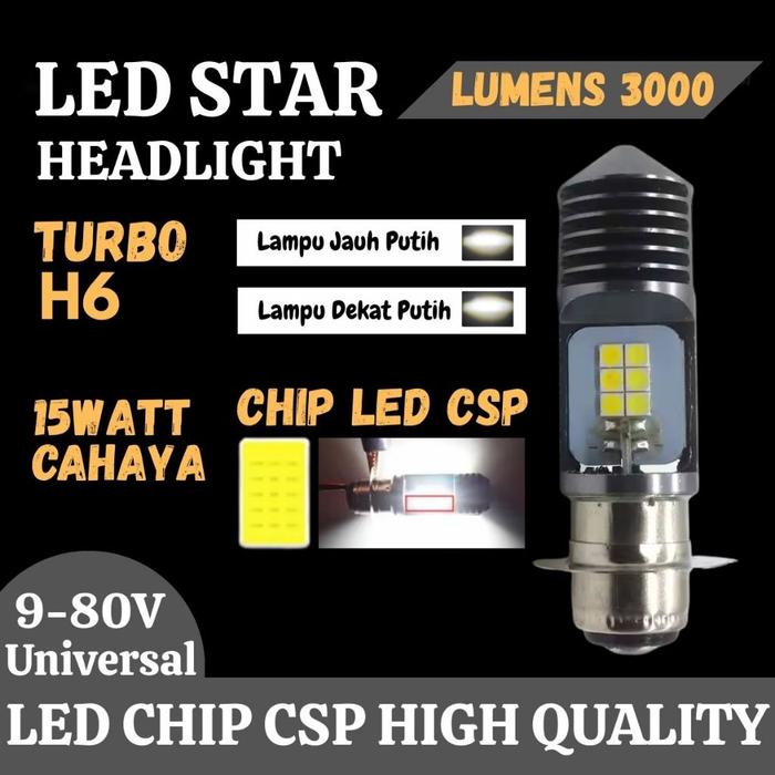 Lampu Utama Depan Motor LED Matic Super Terang H6 AC DC Double Chip Turbo