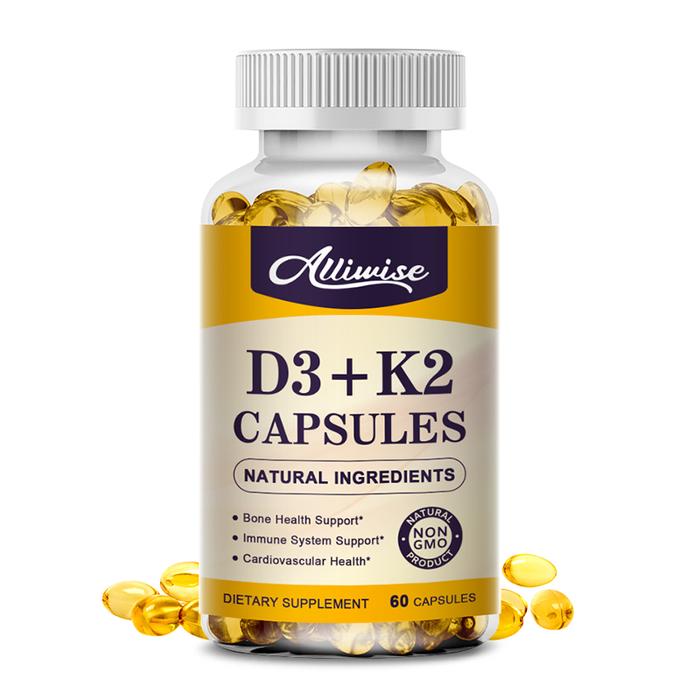 Alliwise 3X Vegan Vitamin D3+K2 Capsule for Regulate Calcium