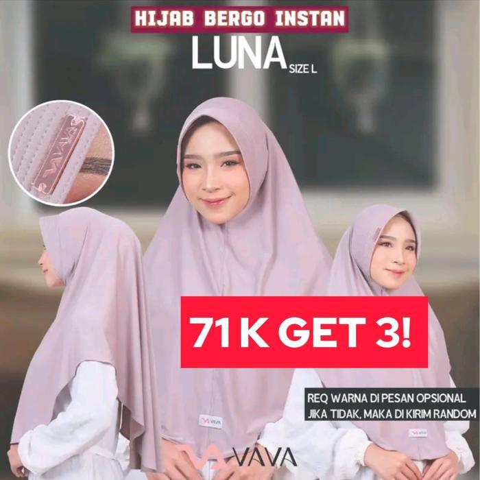VAVA Hijab - [71K Get 3] Hijab Bergo Hamidah Daily Luna Jersey Premium Ballerina Size L Hijab Polos 
