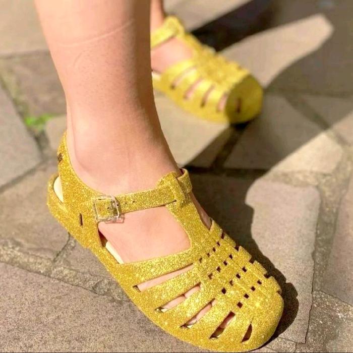 Sepatu Sandal Melissa possession AD Gliter Gold size 39 ori