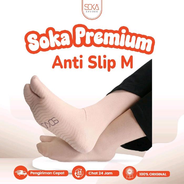 (M)  Soka Premium Kaos Kaki Wanita Jempol Anti Slip Setengah Betis