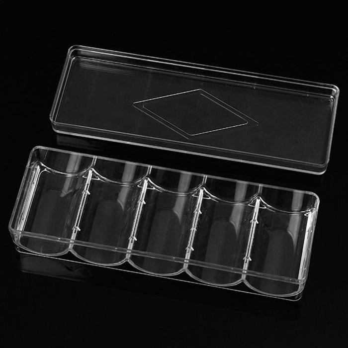 Poker Chip Holder 5 Grids Poker Chip Display Clear Acrylic Chip Trays