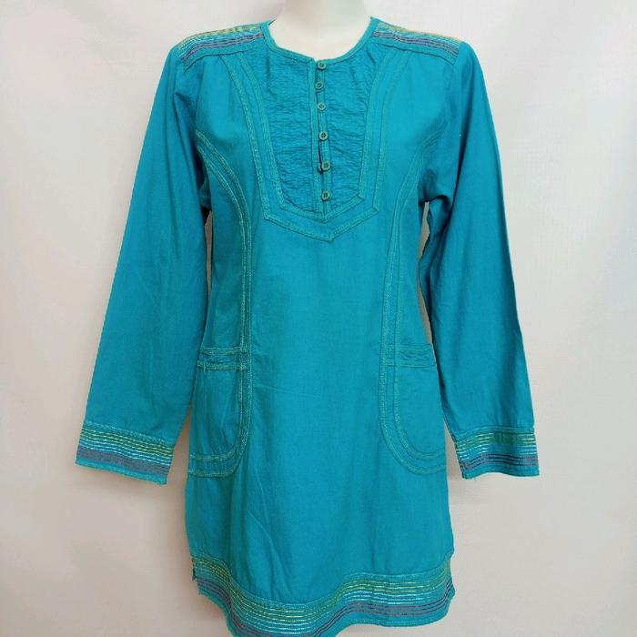 Blouse atasan tunik biru tosca