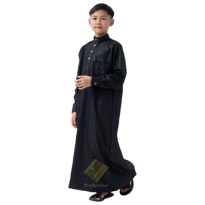 Jubah Anak Laki Laki Premium Embos Model Minimalis Putih Turki Koko Lebaran Peci Katun Navy Gamis Ba