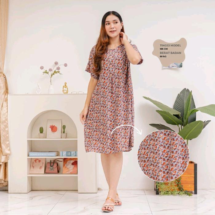 - Elmavia Gallery - NAGITA Daster Cantik Habel Rayon Premium Selutut Busui Friendly | Mini Dress by 