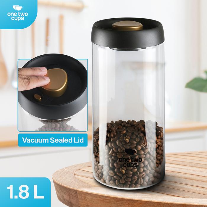Mtos Jakarta | Toples Biji Kopi Vacuum | Kaca Sealed Lid | Wadah Penyimpanan Kopi