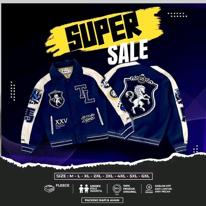 JAKET VARSITY TEAM LEQUID MLBB BIB SIZE S M L XL XXL 3XL 4XL 5XL BAHAN LEMBUT NYAMAN