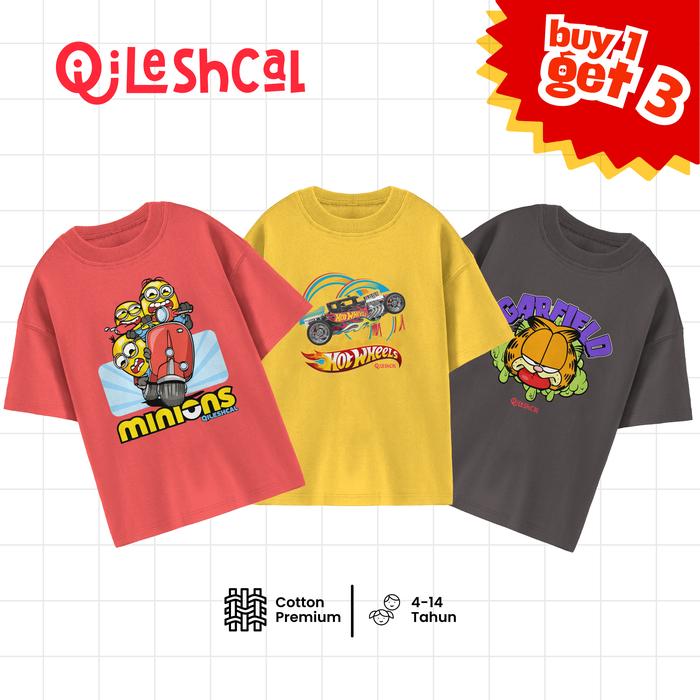 Qileshcal - ( BUY 1 GET 3 )  Minions Riding Warna Merah | Hot Wheels Warna Kuning | Garfield Slime W