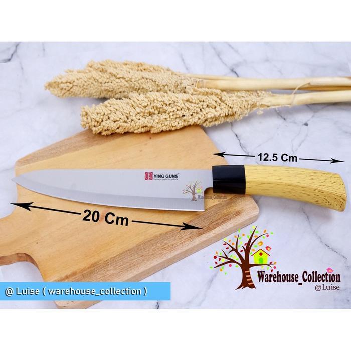 Pisau stainless 33cm/ Pisau Sayur/pisau daging YING GUNG Gagang Kayu / Pisau dapur Tajam Gagang Kayu
