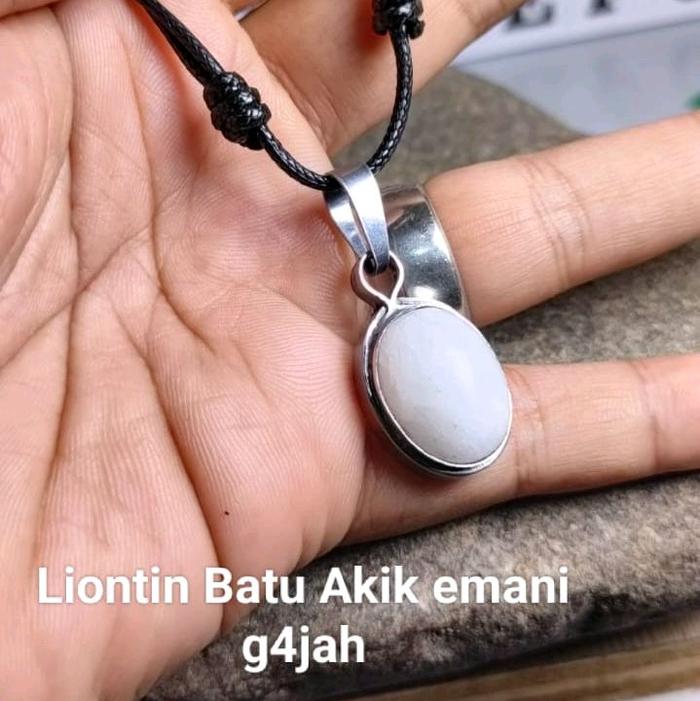 Kalung liontin batu emani gajah ring monel halus Monel Ring