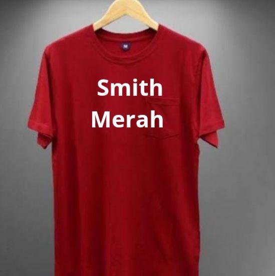 Kaos polos T-shirt Smith Merah, cocok di pakai sehari hari| Distro Pendek Pria