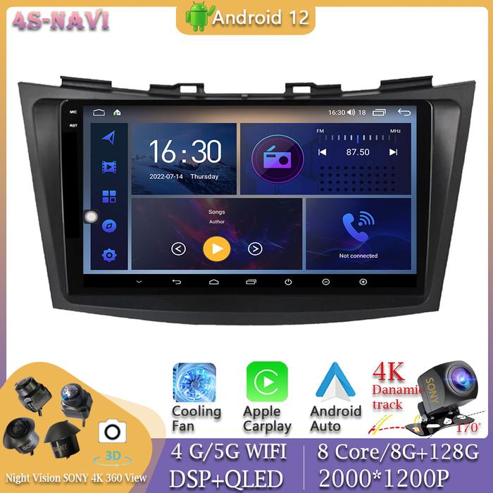 360 Camera Head Unit Android 12 For Suzuki Swift 2011 - 2015 Car