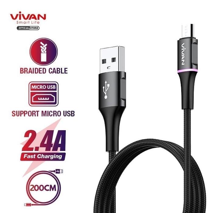 Kabel Vivan VDM200 200cm 2m 2 Meter 2 M Kabel Vivan Micro USB Kabel Vivan Android Kabel Vivan Fast C