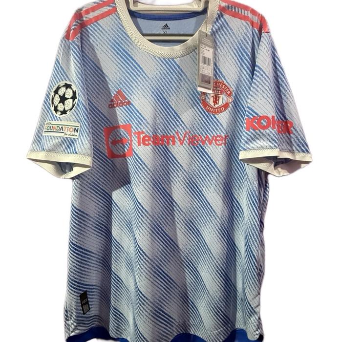 Manchester United Jersey Away 2022-2023 - Baju Sepak Bola Pria dengan Logo TeamViewer dan Kicker