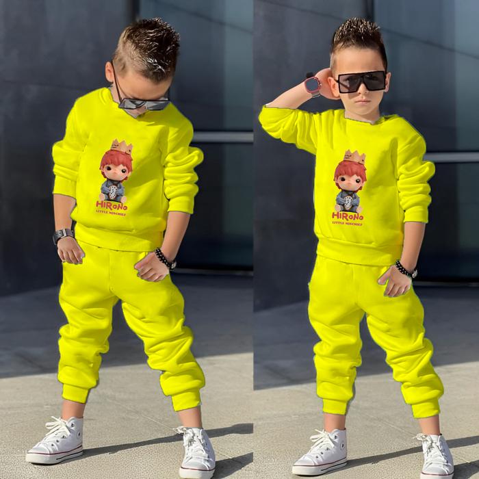 Luwi Kids Setelan Anak Cowo Cewe Jogger St Training Gambar Hirono Mischief Baju Celana Fashion set e