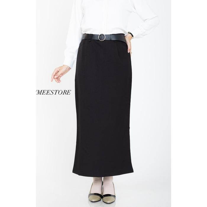 Haymeestore Rok Span Wiron Rok Kantor Biron Wanita Office Skirt Woman Formal Casual Fashion -Hitam