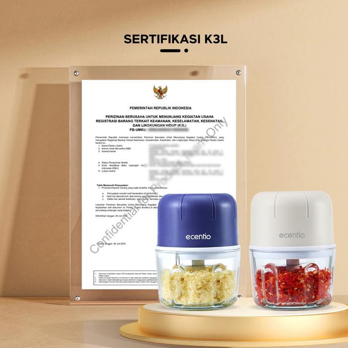 [Master Food Processor Dapur] ecentio Mini Chopper kaca Blender 6 mata pisau 250ml Kaca Tebal Giling