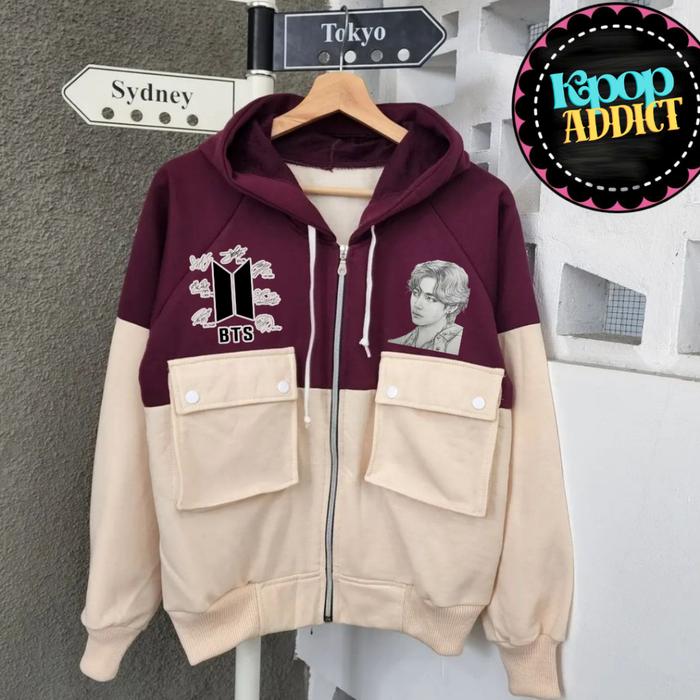 Jaket Bts Sketsa Fanart all member bonus topi 10 orang pertama