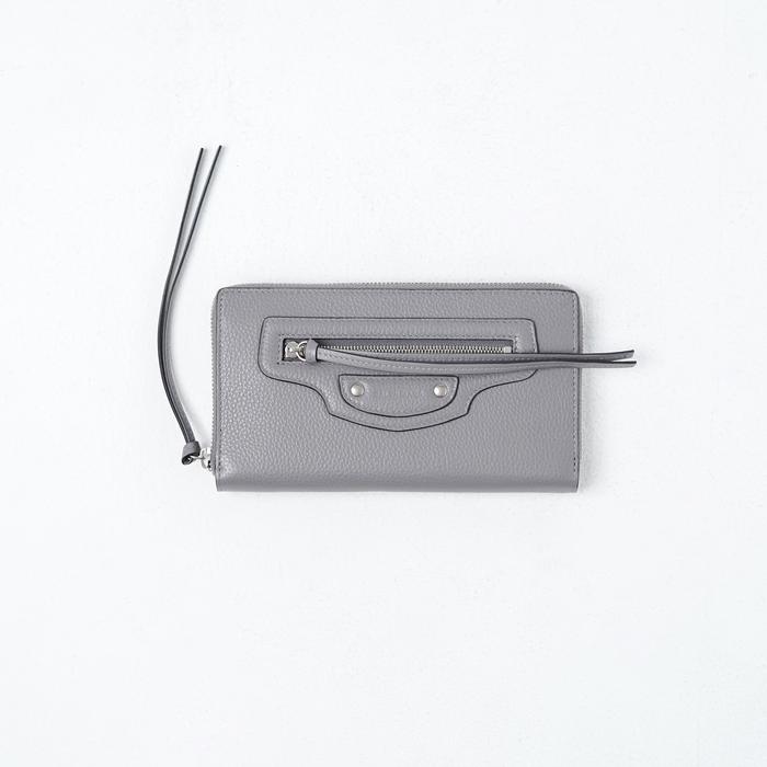 Dompet BALENCIAGA NEO CLASSIC GREY ZIP LONG WALLET 100% ORIGINAL