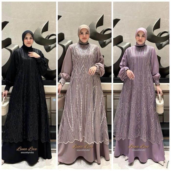 Amore by ruby gamis luna - Gamis luna lace - Luna lace - Gamis amore by ruby