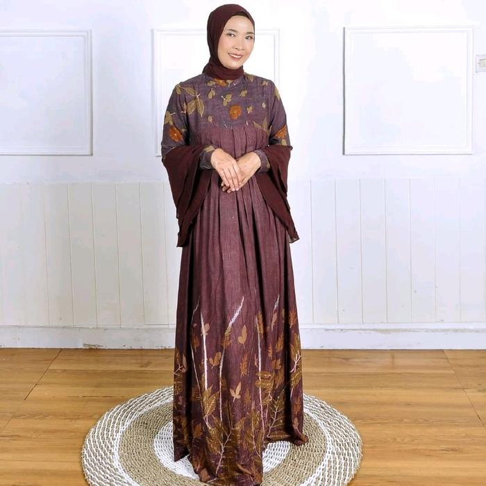[Syazana Ecoprint] Gamis secang myrobalan pewarna Alam natural ecoprint handmade
