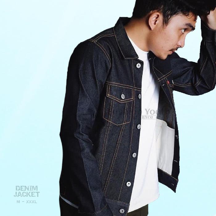 Jaket jeans denim jacket non stretch blue black biru dongker Unisex Pria Wanita