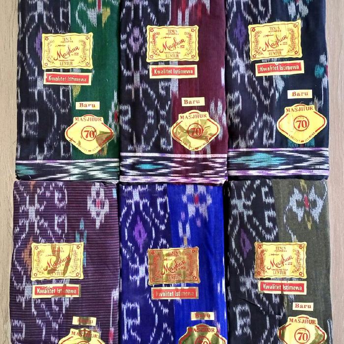 Sarung Tenun Goyor MASJHUR / MASYHUR / MASHUR Klasik ATBM Nyaman Gold Lembut Muslim Motif