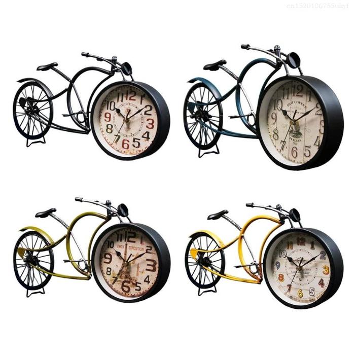 Unique Iron Bike Clock Antique Like Desk Decors with Practical Time Function F1FB