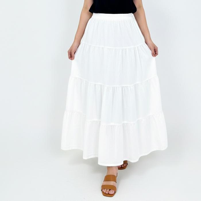 Rok Putih Panjang Wanita Maxi Fit 75 Kg LEZAHRASIGNATURE Sera Denim Skirt
