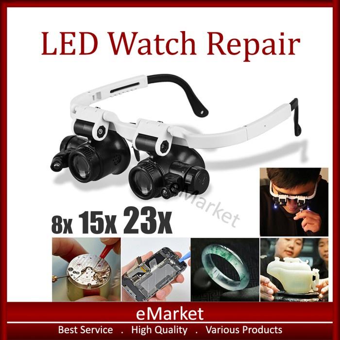 Kaca Mata Servis Jam LED / Kacamata Pembesar / Lampu Reparasi / Eyelas
