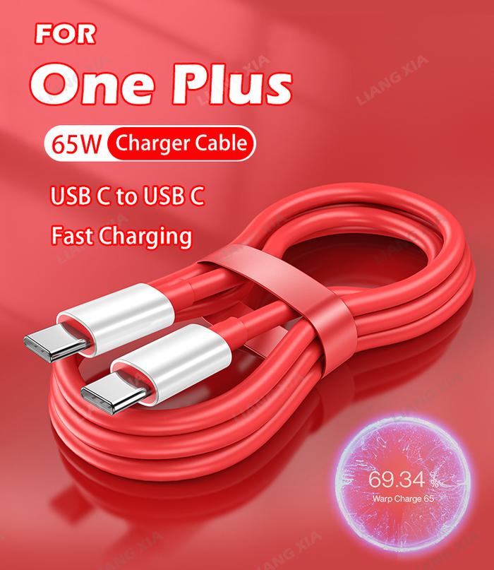 PD 65W For Oneplus Supervooc Fast Charging Cable  For OnePlus Ace 9RT 9R 8 7 Pro 7T USB C To Type C 