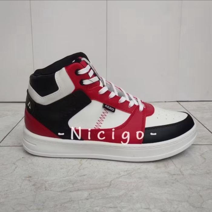 Aero Sepatu Sport Aero Hitam Putih Merah High Top Sneakers Pria Wanita