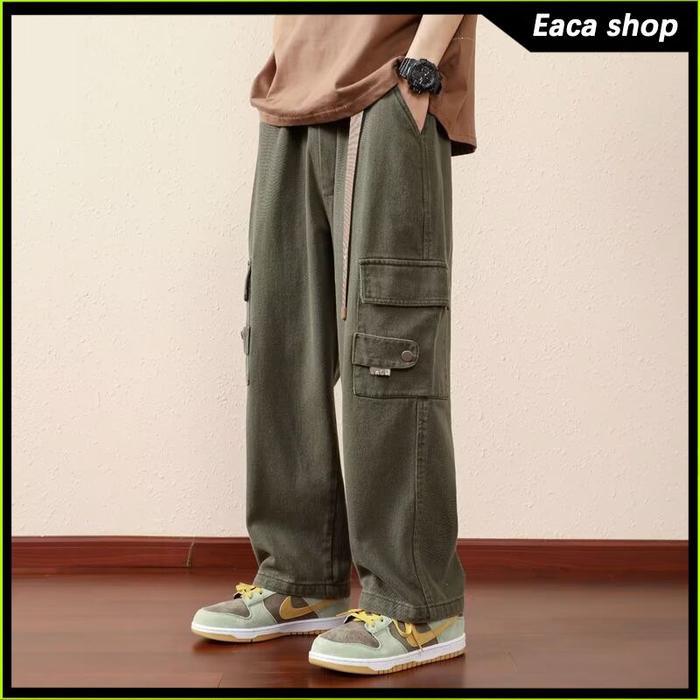 677YU Cargo pants pria celana cargo panjang priabaggy pants jumbo Celana Kasual gaya cargo korean st