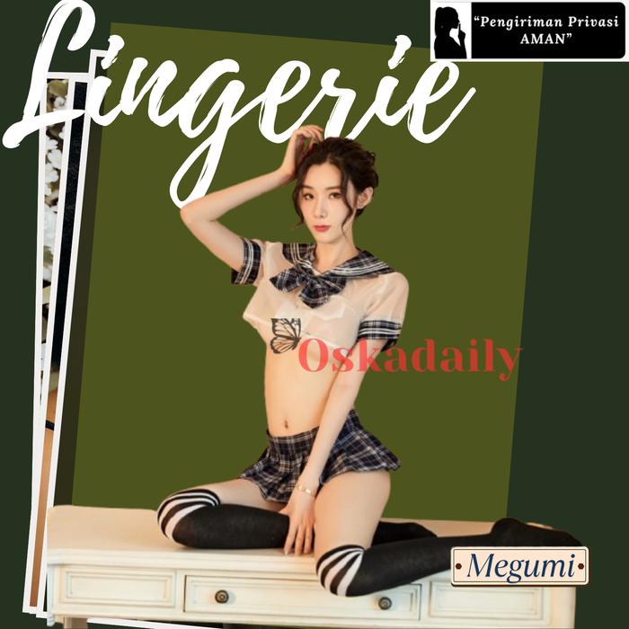 Lingerie Cosplay Sekolah Jepang Dewasa | Sexy Nightwear Rok Mini Navy MEGUMI Oskadaily