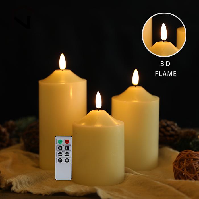3Pcs Flameless Fing Led Candles Light Tealight Led Battery