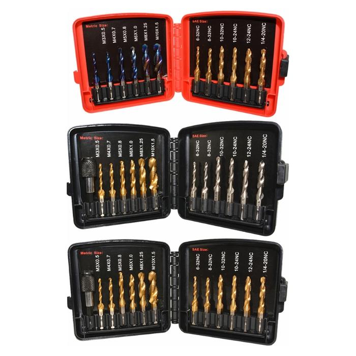 13 Pieces Drill Tap Bits Set High-Speed Steel Combination Drill Tap